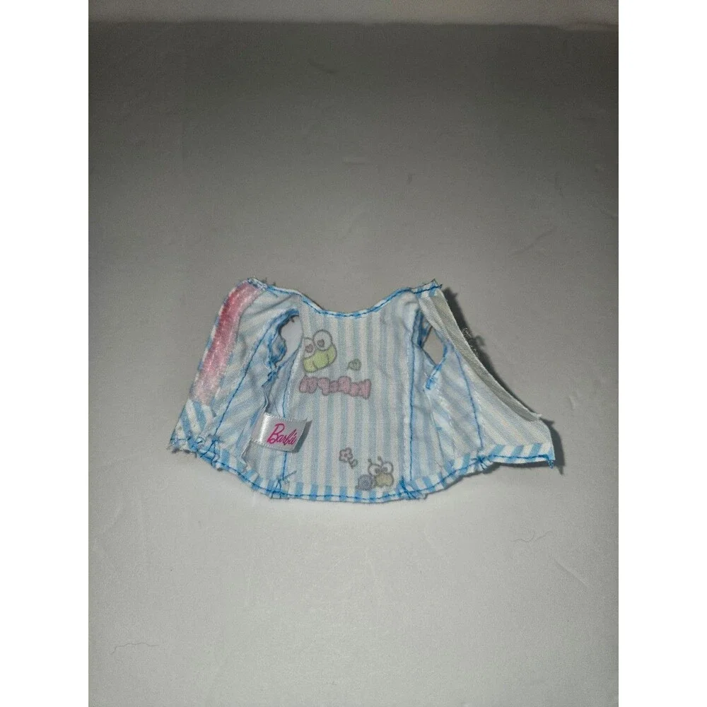 Barbie Doll Sanrio Shirt Blue and White Striped Keroppi Ruffles